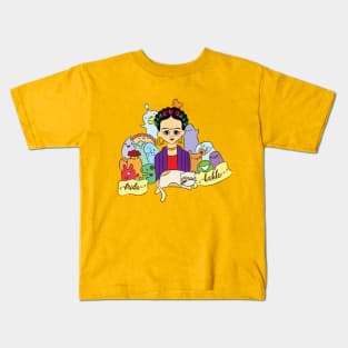 Frida Kahlo kawaii cartoon Kids T-Shirt